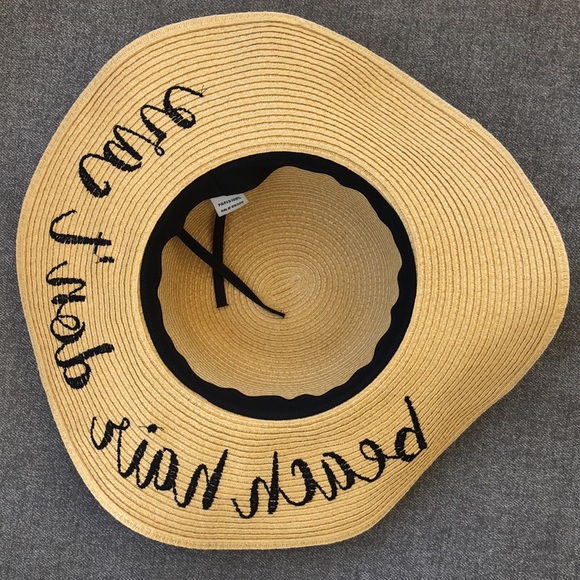 NWOT! - C.C ‘Beach Hair Don’t Care’ 100% Paper Wide Brim Sun Hat - Picture 5 of 7